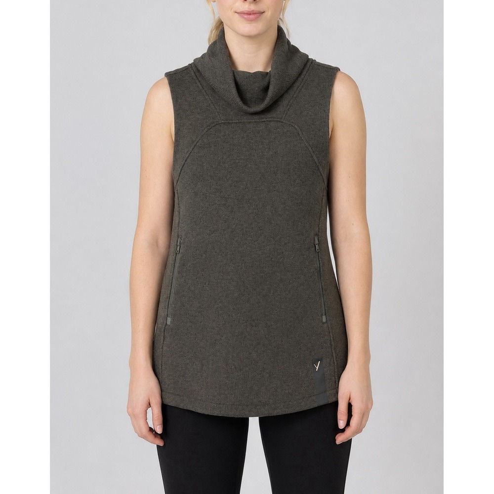 Indyeva 25th Hour‎ Tunic Vest Womens Small Gray Fleece Cowl Neck Outdoor Jacket